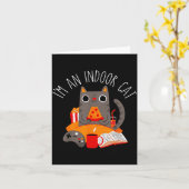 Carte Je suis un chat d'intérieur drôle de lecture café (Fleur jaune)