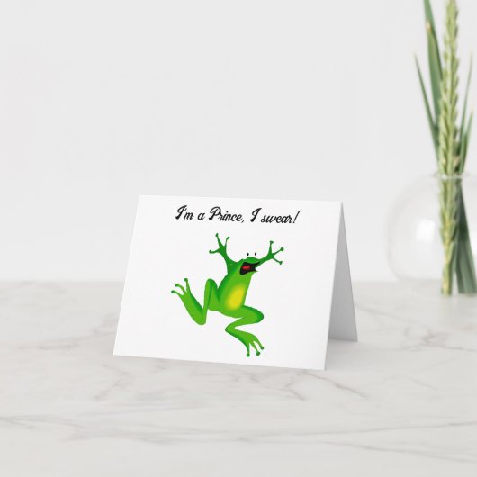 Carte Je suis un conte de fées Prince Funny Green Frog C (Devant)