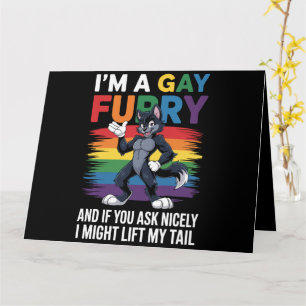 Carte Je suis un Gay Furry Rainbow Fox Wolf Pride Mois