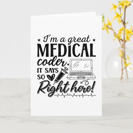Carte Je suis un grand programmeur de Coder Médicale (Fleur jaune)