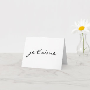 Carte Je t’aime Je t’aime en français Chic Noir & Blanc