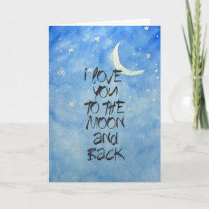 Carte Je t'aime à la lune Aquarelle