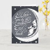 Carte Je t'aime à la lune et au dos (Fleur jaune)