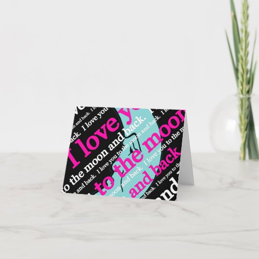 Carte Je t'aime à la lune et les cadeaux de retour (Devant)
