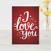 Carte « Je t'aime » aux cœurs rouges romantiques (Fleur jaune)