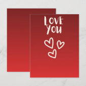 Carte Je t'aime avec des cœurs (Devant / Derrière)