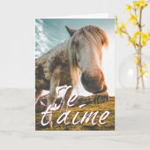 Carte Je t'aime avec regardé cheva (Fleur jaune)