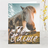 Carte Je t'aime avec regardé cheva (Fleur jaune)