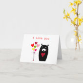 Carte "Je t'aime" Bear Valentine Love (Fleur jaune)