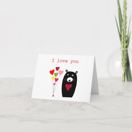 Carte "Je t'aime" Bear Valentine Love (Devant)