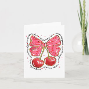 Carte Je t'aime beaucoup Coquette Cherry Bow Heart Saint