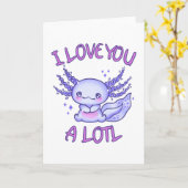 Carte Je t'aime beaucoup l'Axolotl amoureux (Fleur jaune)