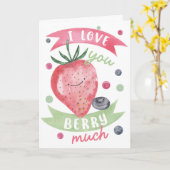 Carte Je t'aime beaucoup Mignonne Aquarelle Fraise (Fleur jaune)