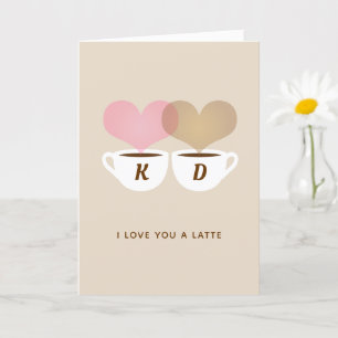 Carte Je t'aime beaucoup personnalisé monogramme initial
