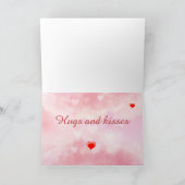 Carte JE T'AIME bisou rose mignon hérissons valentin (Intérieur)