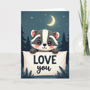 Carte Je T'Aime Blaireau Mignon