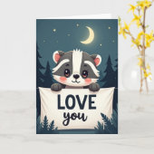 Carte Je T'Aime Blaireau Mignon (Fleur jaune)