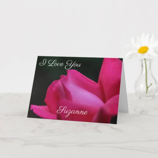 Carte Je t'aime bouton de rose rouge personnalisé  (Petite plante)