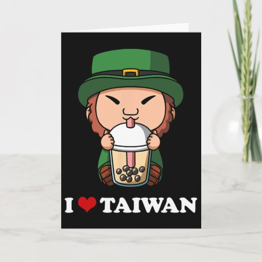 Carte Je t'aime Bubble Tea de la Saint-Patrick en Anime (Devant)