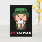 Carte Je t'aime Bubble Tea de la Saint-Patrick en Anime (Fleur jaune)