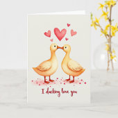 Carte Je T'aime Canard (Fleur jaune)