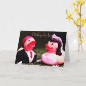 Carte Je t'aime Canards de Mariage (Fleur jaune)