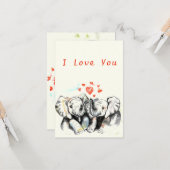Carte Je T'Aime Carter Romantique Couple Eléphant Peintu (Devant/Arrière en situation)
