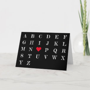 Carte Je t'aime Chalkboard Lettres Coeur Valentines Jour