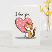 Carte Je T'Aime Chat (Fleur jaune)