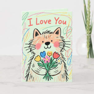 Carte Je T'aime Chat Gribouillage