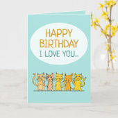 Carte Je T'Aime Chat Personne Heureux Salutation d'anniv (Fleur jaune)