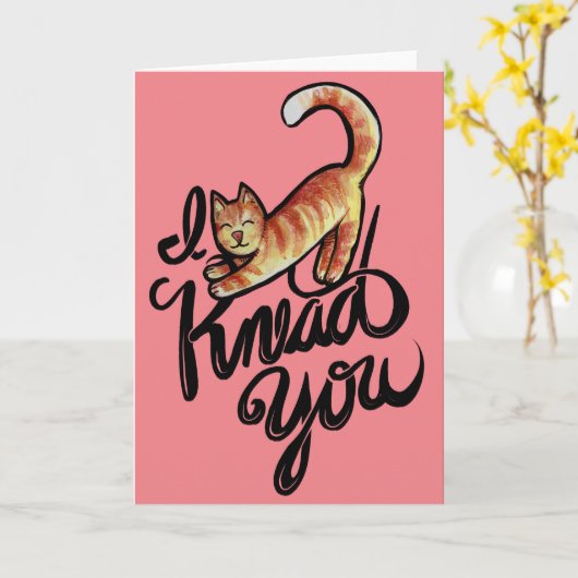 Carte Je t'aime chatte chatte chatte chats orange (Fleur jaune)