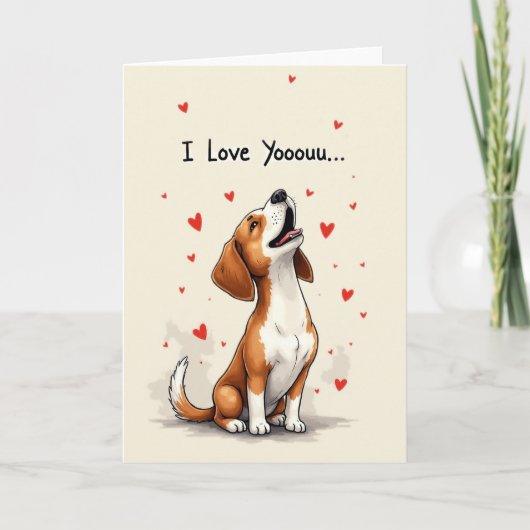 Carte Je T'aime Chien Mignon Beagle (Devant)