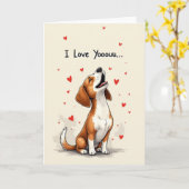 Carte Je T'aime Chien Mignon Beagle (Fleur jaune)