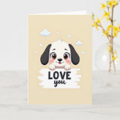 Carte Je T'Aime Chiot (Fleur jaune)