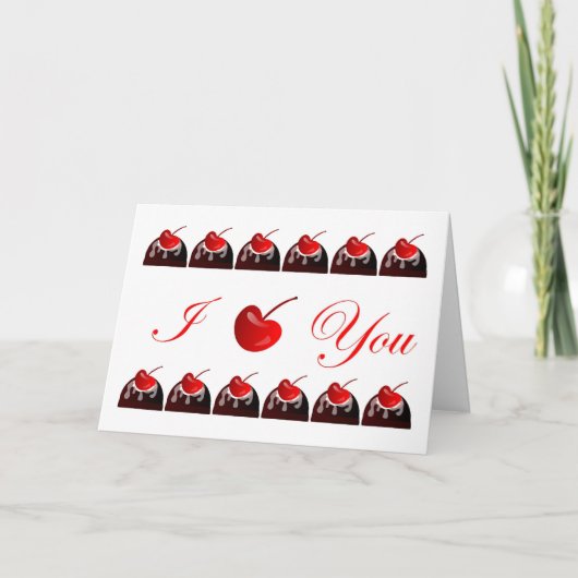 Carte Je T'Aime Chocolat Cerises Couvertes (Devant)