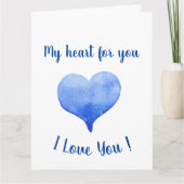 Carte Je t'aime Coeur Bleu mignon Saint Valentin (Devant)