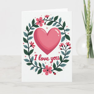 Carte Je T'Aime Cœur en Fleurs