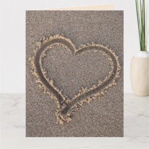 CARTE JE T'AIME COEUR ROMANTIQUE DANS GREETING DE PLAGE