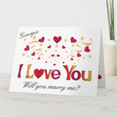 Carte JE T'AIME Cœur rouge or noir Proposition de mariag (Devant)