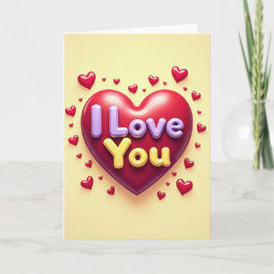 Carte Je T'Aime Cœurs 3D Brillants