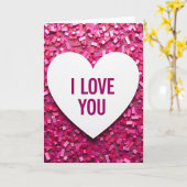 Carte Je T'Aime Confettis Rectangle Rose (Fleur jaune)