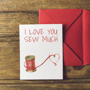 Carte Je t'aime Coudre beaucoup Thread Saint-Valentin An