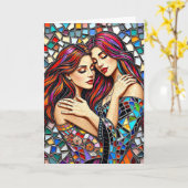 Carte Je T'Aime | Couple lesbien (Fleur jaune)