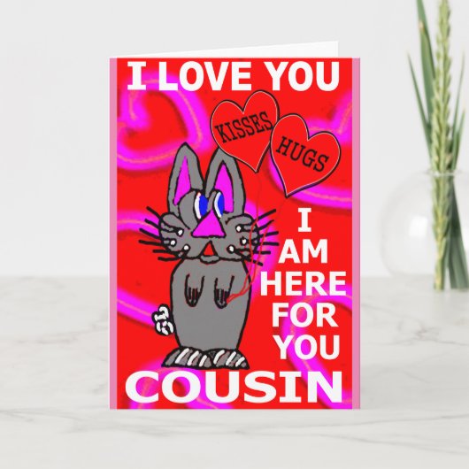 Carte Je t'aime cousin je suis là pour toi (Devant)