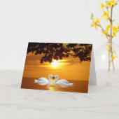 Carte Je t'aime cygnes (Fleur jaune)