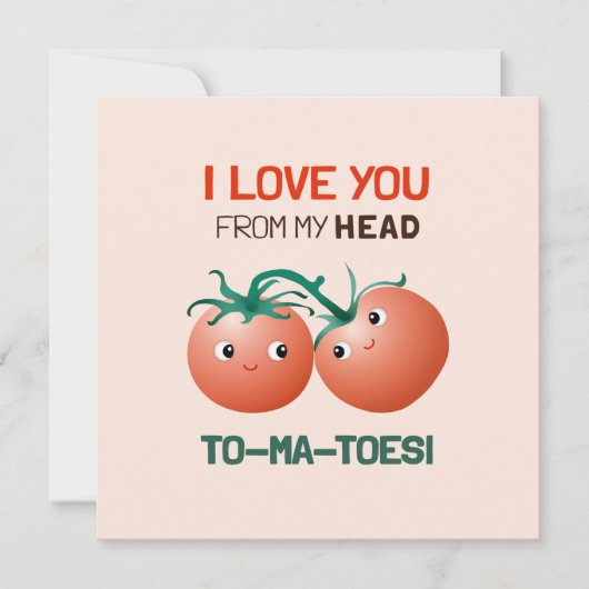 Carte Je t'aime de la tête aux pieds jolis tomates (Devant)