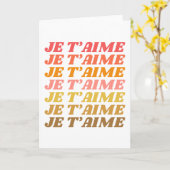 Carte Je T'aime français dire la typographie rétro (Fleur jaune)