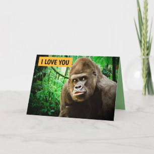 CARTE JE T'AIME GORILLA FUNNY GREETING CARD