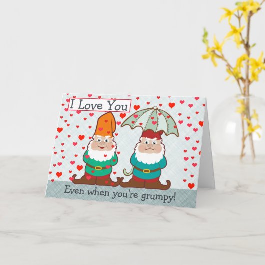 Carte Je t'aime Grumpy Gnome (Fleur jaune)
